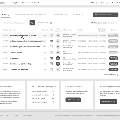 Applicant dashboard Delia screenshot